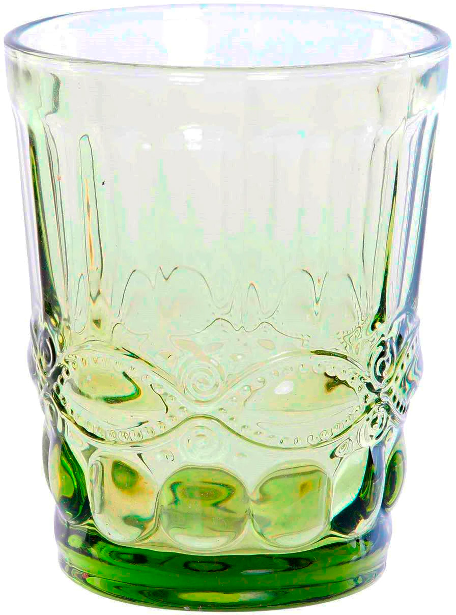 Alt Vaso de cristal tallado verde para eventos y hostelería.