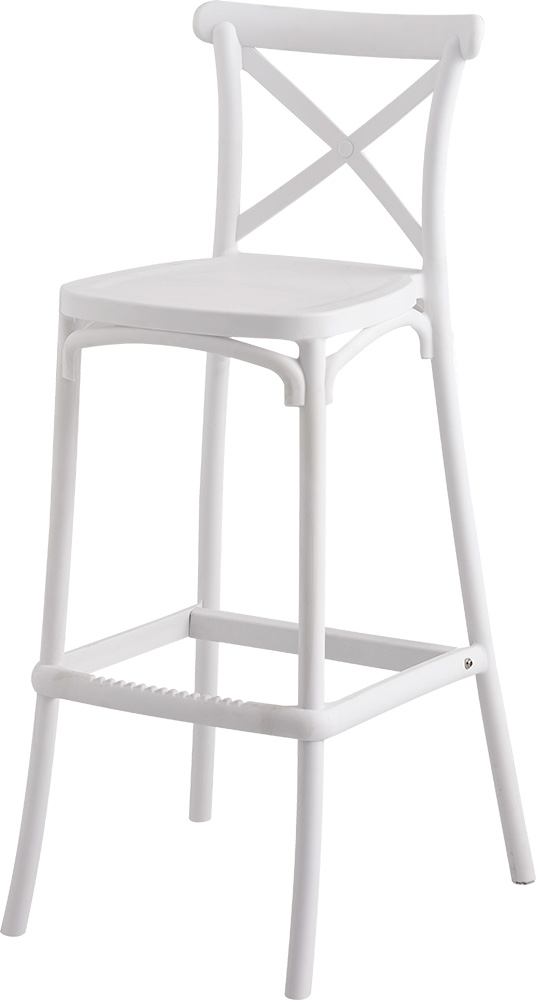 Alt Taburete Crossback Resina Blanca, para eventos y hostelería