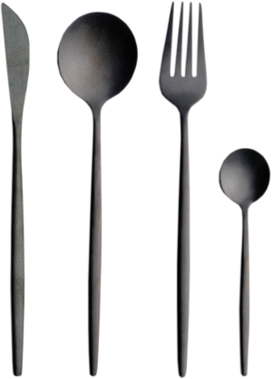 Alt Set Cubertería Deluxe Vintage Negro de 24 piezas, ideal para el uso diario