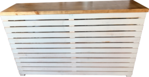 Alt Barra de Madera Plegable Listones Blanca, para eventos y hostelería