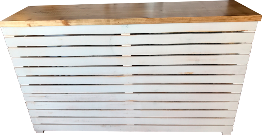 Alt Barra de Madera Plegable Listones Blanca, para eventos y hostelería