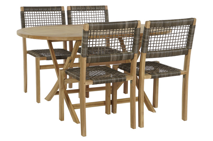 Alt Set Mesa y Sillas Teca Plegable, mobiliario para jardín