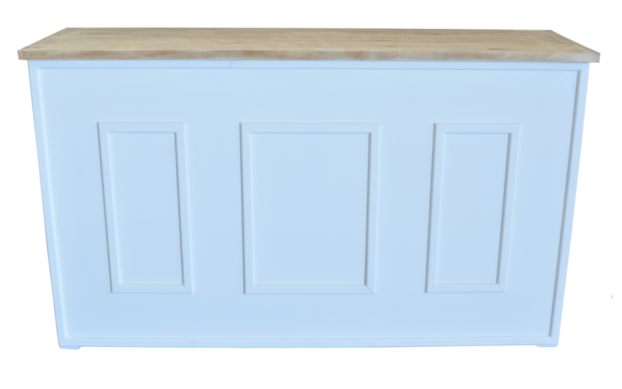 Barra de Madera Plegable Blanca, para eventos y hostelería