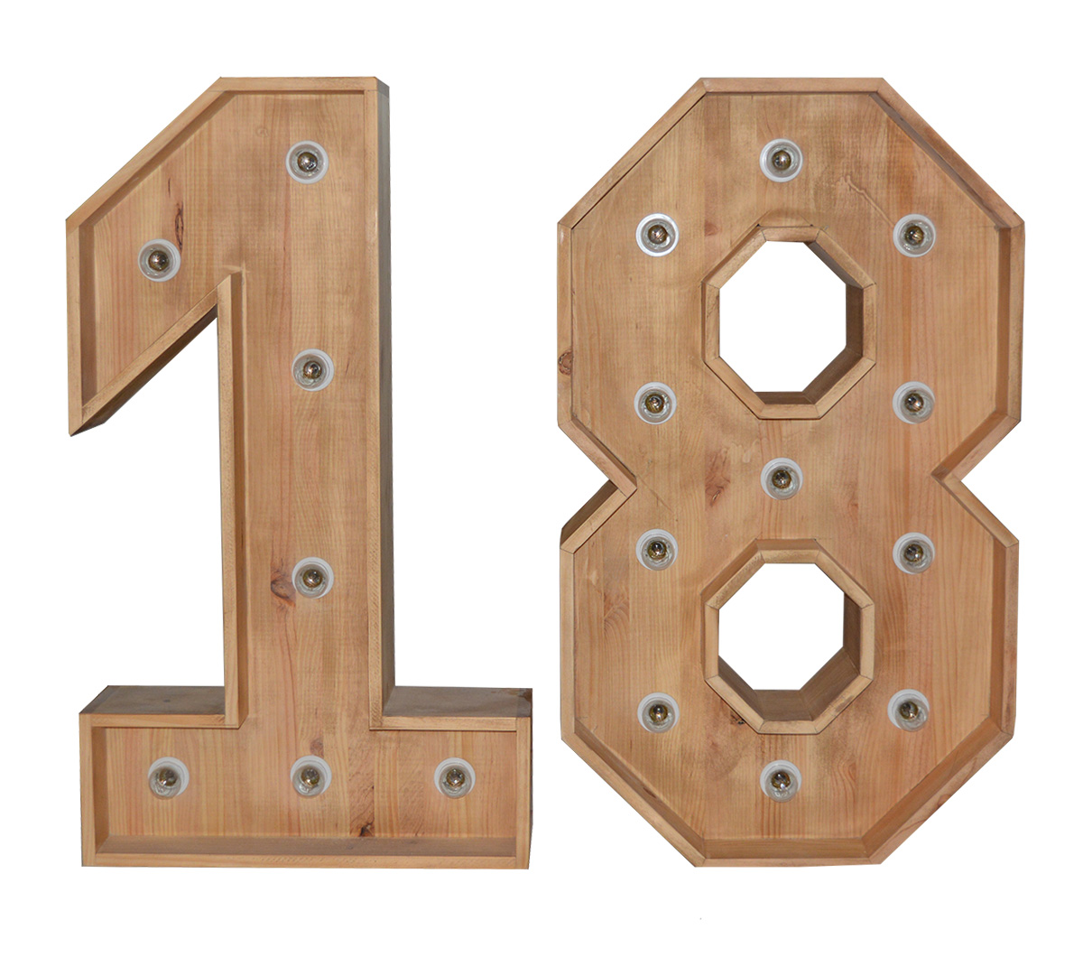 Alt Número de Madera con luz LED, para eventos y hostelería