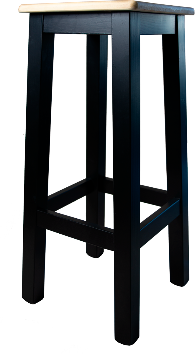 Taburete Madera Negro Natural, para eventos y hostelería