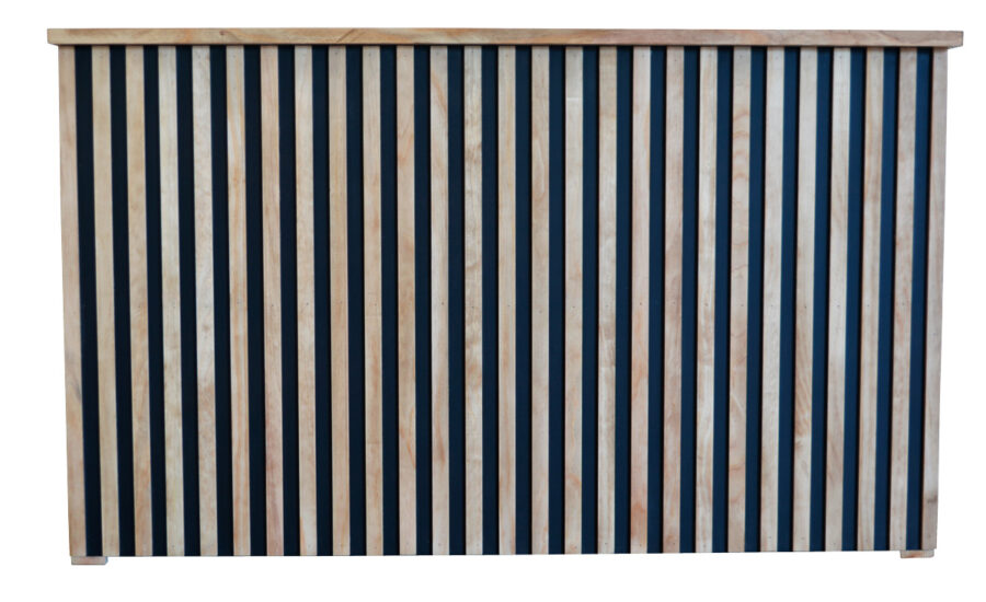 Alt Barra de madera plegable listones negros y madera, para eventos y hostelería