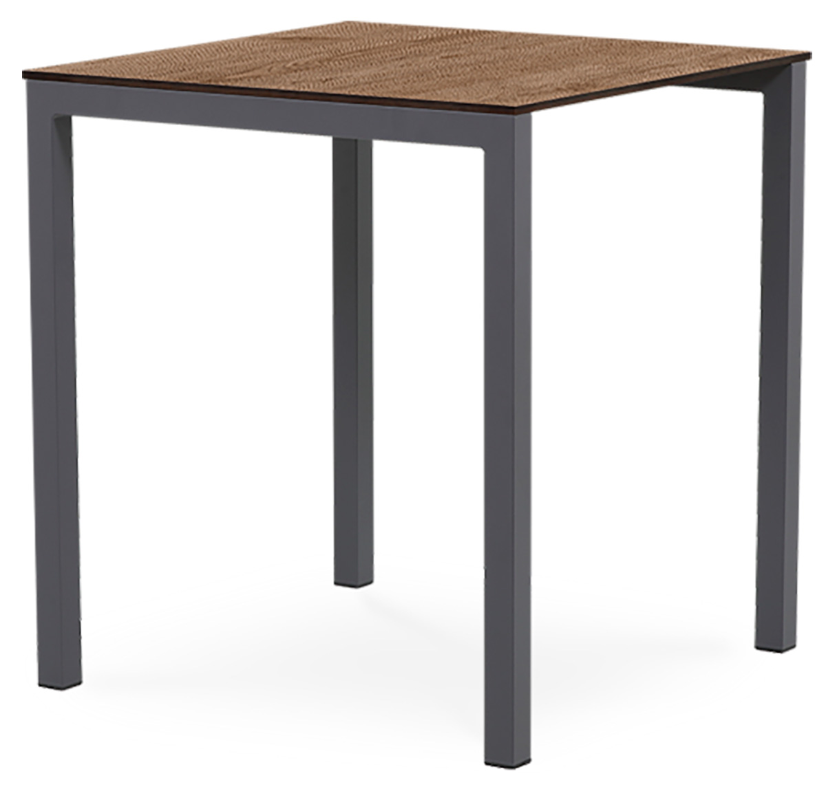 Alt Mesa para Restaurante Cuadrada Metal Negra con tablero con acabado madera para hostelería