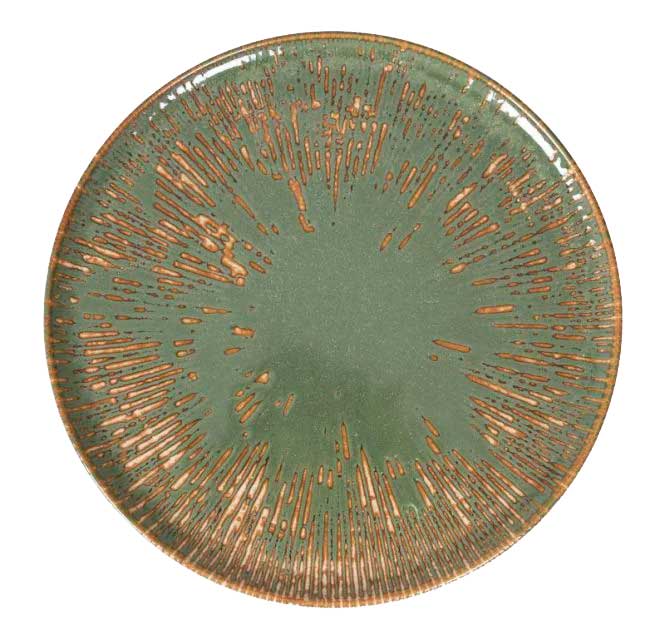 Plato Bonna presentación colección Barroco en color verde 32cm. EME Mobiliario